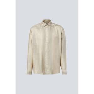 NEW LE KASHA men's songino oversize silk shirt in stripes mauve